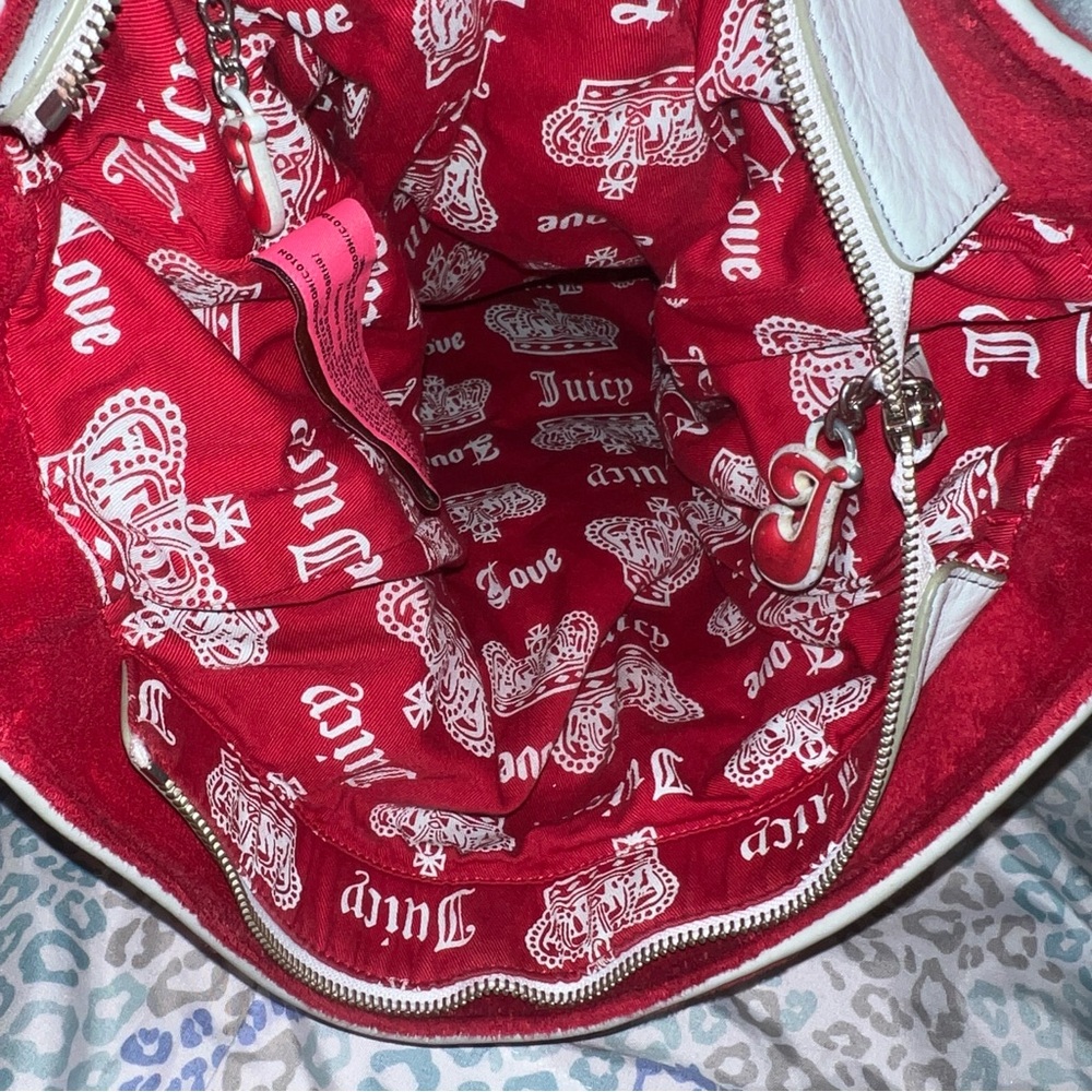 Vintage Red Juicy Couture Purse Tote Bag Handbag Y2K Terry Cloth First Class - Picture 9 of 12